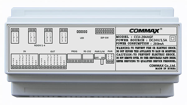 COMMAX CCU-204AGF поэтажный распределитель на 4 квартиры, питание 24 В/1,5A