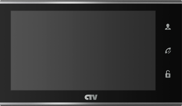CTV-M2702MD B (Black) Монитор цветного видеодомофона с экраном 7" обновленного дизайна, Hands free, встроенный детектор движения (назначаемый на канал), панель из стекла с сенсорным управлением "Easy buttons", встроенная память, встроенный слот для micro