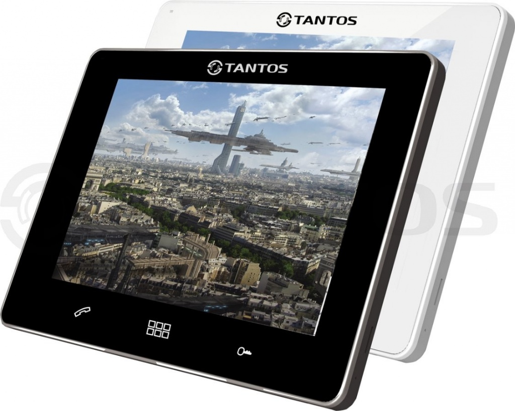 Tantos Stark (Black) Монитор цветного видеодомофона, TFT LCD 9", сенсорный экран, hands-free, 2 панели, 2 камеры, microSD, 258x178x19.7мм
