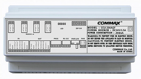 Commax CCU-204AGF поэтажный распределитель на 4 квартиры, питание 24 В/1,5A