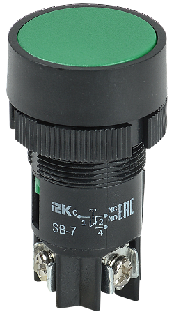 IEK SB-7 Кнопка Пуск d22мм зеленая/240В 1з+1р (BBT40-SB7-K06)