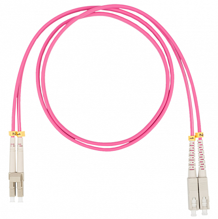 Шнур оптический коммутационный (патч-корд), LC-SC, дуплекс (duplex) OM4, нг(А)-HF, маджента, 7,0 м