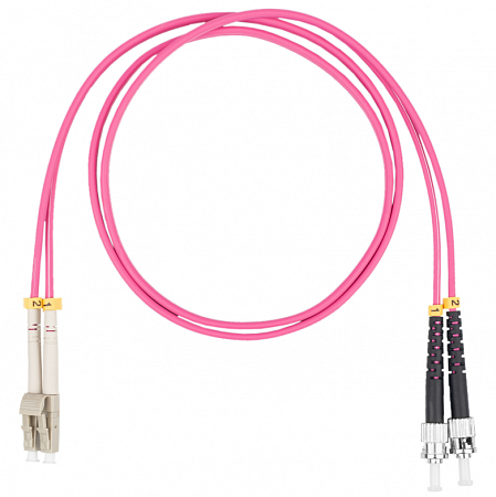 Шнур оптический коммутационный (патч-корд), LC-ST, дуплекс (duplex) OM4, нг(А)-HF, маджента, 5,0 м