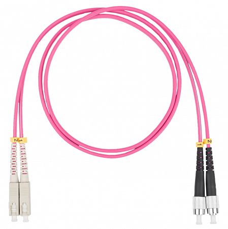 Шнур оптический коммутационный (патч-корд), SC-FC, дуплекс (duplex) OM4, нг(А)-HF, маджента, 0,5 м